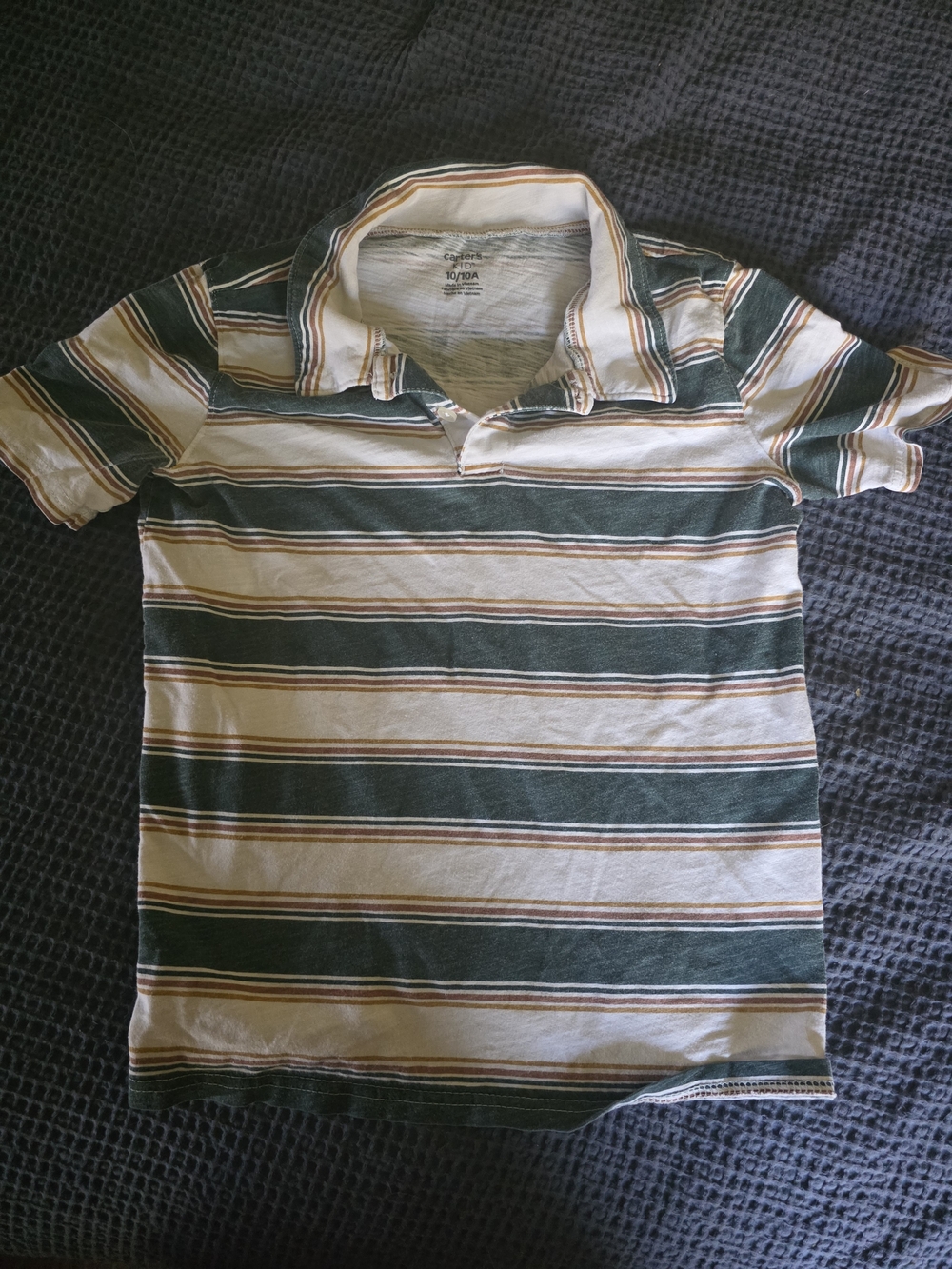 Carter's Green, Cream & Brown Striped Polo